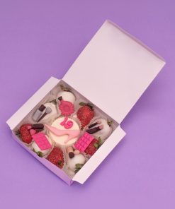 Caja mediana de fresas, temática de cumpleaños